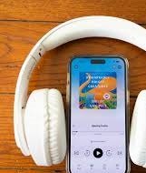 person walking listening podcast