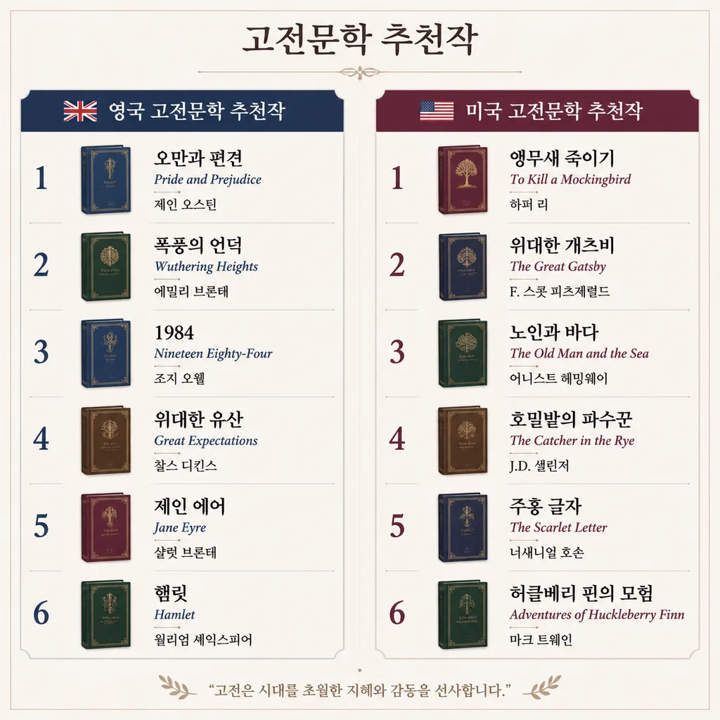 영국 고전문학과 미국 고전문학 입문작 비교