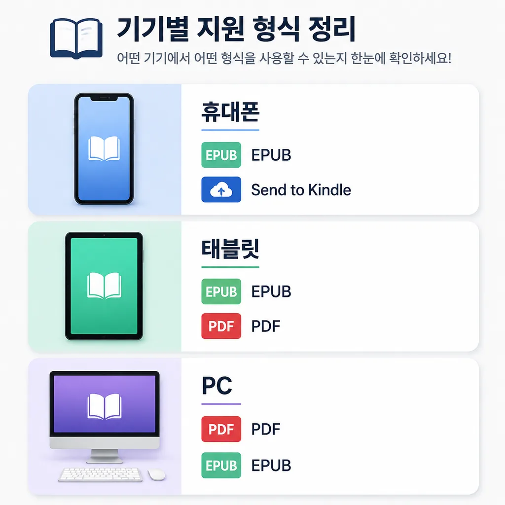 기기별 전자책 포맷 추천 카드